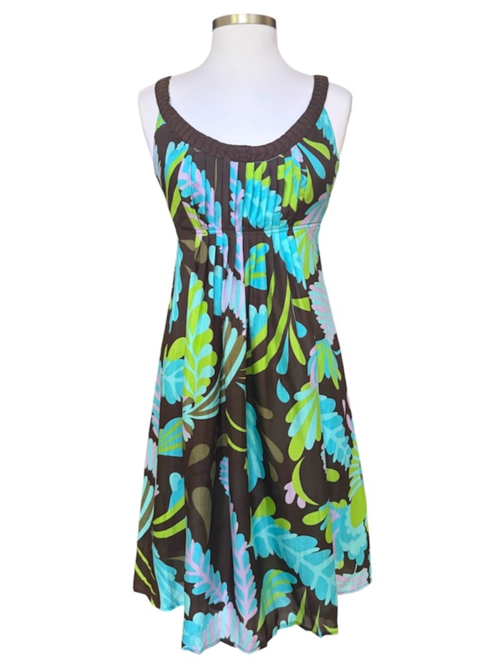 Tory Burch Floral Abstract Print Sleeveless A-Line Silk Forisa Dress Size 4